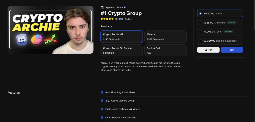 Crypto Archie Pricing